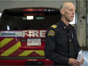 Acting Fire Chief Bryan Singleton announced that Edmonton is under a fire ban on May 17, 2018 at the Number 1 fire hall downtown.