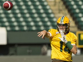 Quarterback Zach Kline is seen during Edmonton Eskimos training camp at Commonwealth Stadium in Edmonton, on Tuesday, May 29, 2018.