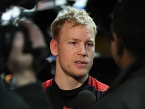 Ottawa-03/14/08-L2R Ottawa Senators' Dean McAmmond, talks to the media following their practice, at the Bell Sensplex, on Friday March, 14, 2008. Ottawa beat Montreal last night 3-0.. Photo by JANA CHYTILOVA, THE OTTAWA CITIZEN, CanWest news service (For SPRT section by Gordon) ASSIGNMENT NUMBER 89068