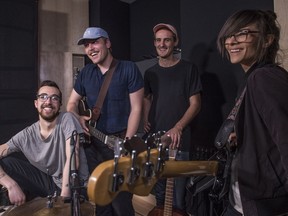 The Edmonton band Nature Of won a recording-session contest with Grant MacEwan's record label Bent River Records. They'll be recording in the basement of Allard Hall, downstairs in Studio A on May 8, 2018. The band is guitarist and vocalist Steve Schneider, bassist Kyla Rankine , guitarist Cole Switzer, and drummer Cam O'Neill. Photo by Shaughn Butts / Postmedia