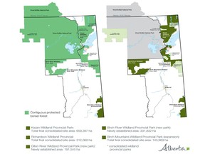 A map shows the new provincial parks announced on May 15, 2018.