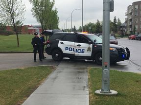 Edmonton police investigate a suspicious death in the area of 172 Street and 64 Avenue on Thursday, May 17, 2018. (Photo by Jonny Wakefield)