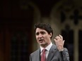 Prime Minister Justin Trudeau stands during question period in the House of Commons on Parliament Hill in Ottawa on Monday, May 7, 2018.