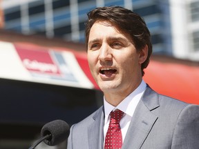 Prime Minister Justin Trudeau announces the federal government will follow through on its funding commitment to Calgary's Green Line on Tuesday May 15, 2018.