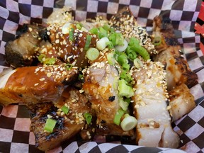 Kanto's take on Liempo - sweet, silky BBQ'd pork belly slices. GRAHAM HICKS/EDMONTON SUN