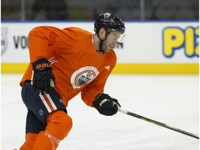 Eric Gryba skates during an Edmonton Oilers practice at Rogers Place in Edmonton, Alberta on Thursday, December 7, 2017.