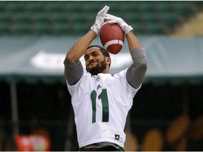 Edmonton Eskimos wide receiver Nate Behar at team practice in Edmonton on June 28, 2017.