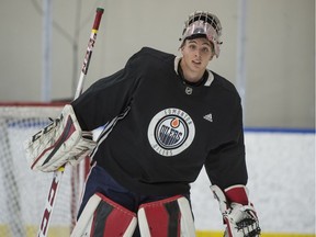 Goalie Olivier Rodrigue was among the goalies on the ice today. The Edmonton Oilers  host their 2018 Development Camp in at the Community Rink in Rogers Place on June 25, 2018.