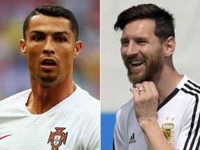 Cristiano Ronaldo of Portugal, left, and Lionel Messi of Argentina are pictured in file photos. (Getty Images file photos)