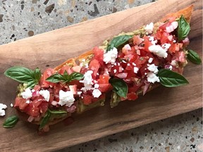 Cannellini Bean Hummus & Bruschetta on Griddled Baguette. Paul Shufelt/Edmonton Sun