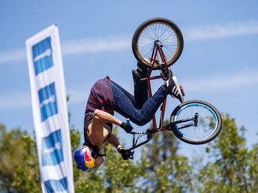 Daniel Dhers of Venezuela competes during the FISE World Series at Louise McKinney Riverfront Park in Edmonton on Sunday, July 15, 2018.