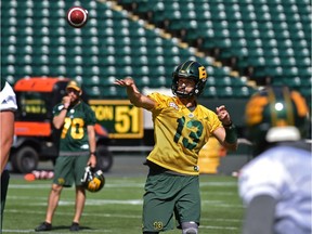 Quarterback Mike Reilly during Eskimos practice as they prepare to face Toronto Friday at Commonwealth Stadium in Edmonton, July 12, 2018.