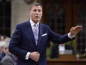 Quebec member of Parliament Maxime Bernier rises during question period in the House of Commons on Parliament Hill in Ottawa on Thursday, Sept.28, 2017.