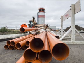 The land development process for the first stage of residential development at Blatchford Stage One is almost complete and will be ready for home builders by the end of this year. Some sidewalks, roads and electrical for street lamps have been installed near the old flight control tower on Friday, Aug. 24, 2018.