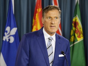 Quebec MP Maxime Bernier speaks at a press conference in Ottawa on Thursday, Aug. 23, 2018.