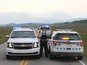 RCMP investigate after a motorist was shot while driving on Highway 1A near Morley on Thursday, August 2, 2018.