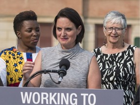Alberta Status of Women Minister Danielle Larivee announces how $850,000 in grants will be distributed during an event at the Edmonton Intercultural Centre on Tuesday, Aug. 7, 2018