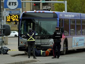 An Edmonton Transit System bus driver was stabbed by a youth at the Millwoods Transit Centre in Edmonton early Wednesday morning. The bus driver was taken to hospital. (PHOTO BY LARRY WONG/POSTMEDIA)