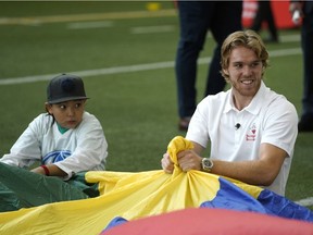 Edmonton Oilers star Connor McDavid participates in the Jumpstart Games with 300 children at the Commonwealth Community Recreation Centre on Tuesday, Sept. 11, 2018.