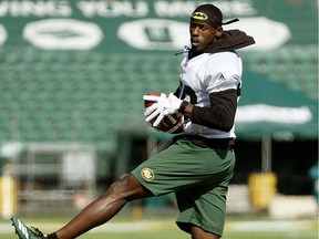 Edmonton Eskimos wide receiver Bryant Mitchell at team practice in Edmonton on September 6, 2018.