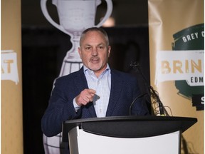 Brad Sparrow, Co-Chair, Grey Cup Festival 2018 speaks at a press conference to announce full festival entertainment lineup, taken on Wednesday, Sept. 19, 2018 in Edmonton.