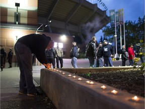 Soldiers of Odin take part in a rally against Islam on the anniversary of 9/11 at the Commonwealth Community Recreation Centre on Tuesday.