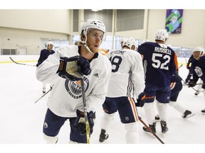 Edmonton Oilers' Connor McDavid (97) takes part in the Edmonton Oilers training camp in Edmonton, Alta., on Friday September 14, 2018.