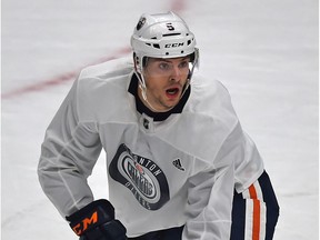 Defenceman Kevin Gravel (5) during a training camp scrimmage at Rogers Place in Edmonton, September 14, 2018.