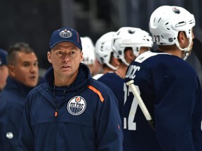 Assistant coach Glen Gulutzan during a training camp at Rogers Place in Edmonton, September 14, 2018. Ed Kaiser/Postmedia