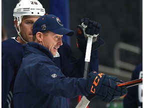 Assistant coach Glen Gulutzan during a training camp at Rogers Place in Edmonton, September 14, 2018.