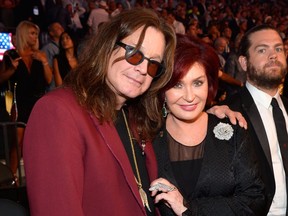 Singer Ozzy Osbourne (left) and Sharon Osbourne attend the Showtime, WME IME and Mayweather Promotions VIP Pre-Fight party for Mayweather vs. McGregor at T-Mobile Arena in Las Vegas on Aug. 26, 2017.
