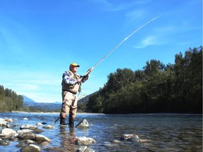 Neil casts a two-handed spey fly rod on the Chilliwack/Vedder River. Neil Waugh/Edmonton Sun