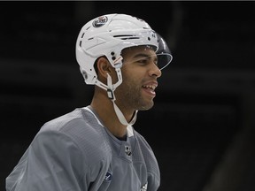 Darnell Nurse takes part in an Edmonton Oilers practice at Rogers Place, in Edmonton Friday Oct. 26, 2018. Photo by David Bloom