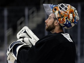 Oilers goaltender Cam Talbot will start against the L.A. Kings on Sunday.