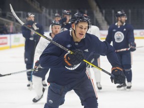 Jess Puljujarvi skates during Edmonton Oilers practice at Rogers Place Wednesday, Oct. 17, 2018, ahead of their season opening game against Boston.