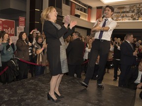 Prime Minister Justin Trudeau attends a nomination event for Liberal Kim Rudd in Cobourg Ontario October 19, 2018.