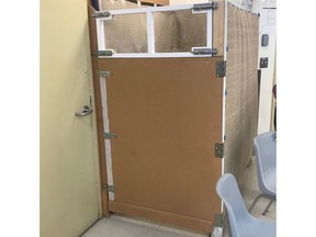 A photo of a seclusion room in use in an unnamed Alberta school. Inclusion Alberta provided the photo on September 14, 2018.