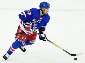 Ryan Spooner in action with the New York Rangers on Nov. 6, 2018, against the Montreal Canadiens at Madison Square Garden. The centre was acquired from the Rangers by the Edmonton Oilers on Nov. 16 for Ryan Strome.
