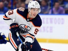 Edmonton Oilers centre Ryan Nugent-Hopkins during NHL action on Nov. 6, 2018, against the Tampa Bay Lightning.