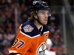 The Edmonton Oilers' Connor McDavid (97)during first period NHL action against the Montreal Canadiens at Rogers Place, in Edmonton Tuesday Nov. 13, 2018. Photo by David Bloom