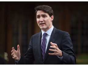 Prime Minister Justin Trudeau responds to a question during Question Period in the House of Commons in Ottawa, Wednesday, Nov. 21, 2018.