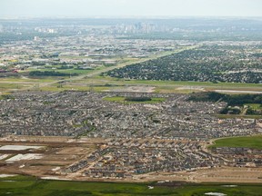 An aerial view of Edmonton with Summerside Community in the foreground on July 31, 2011.