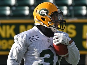 Edmonton Eskimos fullback Calvin McCarty during practice at Commonwealth Stadium in Edmonton, October 29, 2018.