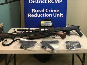 Western Alberta District Rural Crime Reduction Unit seized four firearms, ammunition, Canadian currency, along with a quantity of methamphetamine, cocaine, heroine and magic mushrooms from a Grande Prairie home on Nov. 2, 2018.