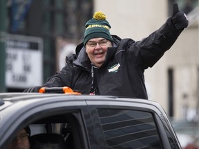 Parade Marshal Terry Jones takes part in the Grey Cup Parade, in Edmonton Saturday November 24, 2018.