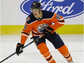 Edmonton Oiler winger Jesse Puljujarvi in action against the Dallas Stars in Edmonton on Tuesday November 27, 2018.