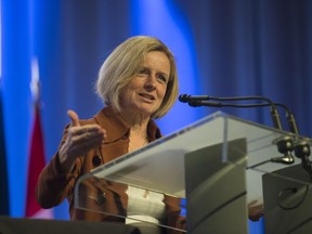Premier Rachel Notley speaking at the Rural Municipalities of Alberta at the Shaw Conference Centre on November 20, 2018 in Edmonton.
