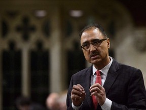 Natural Resources Minister Amarjeet Sohi and International Trade Diversification Minister Jim Carr will be at an Edmonton college campus to unveil a support package for oil and gas companies to reach new markets. Minister Sohi stands during question period in the House of Commons on Parliament Hill in Ottawa on Friday, Dec. 7, 2018.