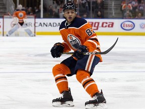 The Edmonton Oilers' Caleb Jones (82) during third period NHL action against the Philadelphia Flyers at Rogers Place, in Edmonton Friday Dec. 14, 2018. The Oilers won 4-1. Photo by David Bloom