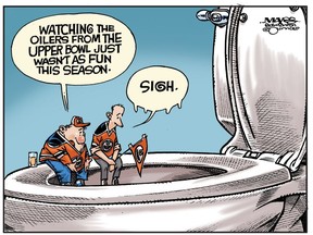 Edmonton Oilers fans ponder disappointing season from upper bowl.